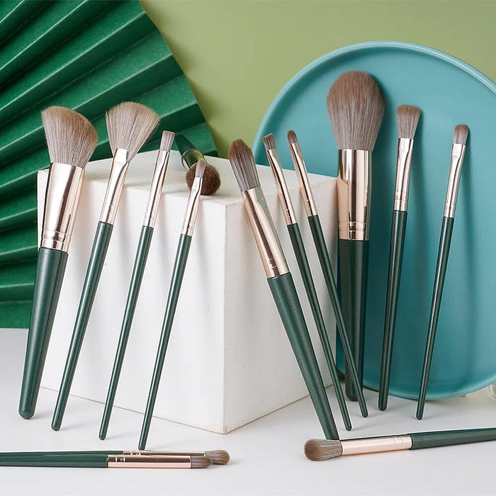 Hot Green Makeup Brushes Set